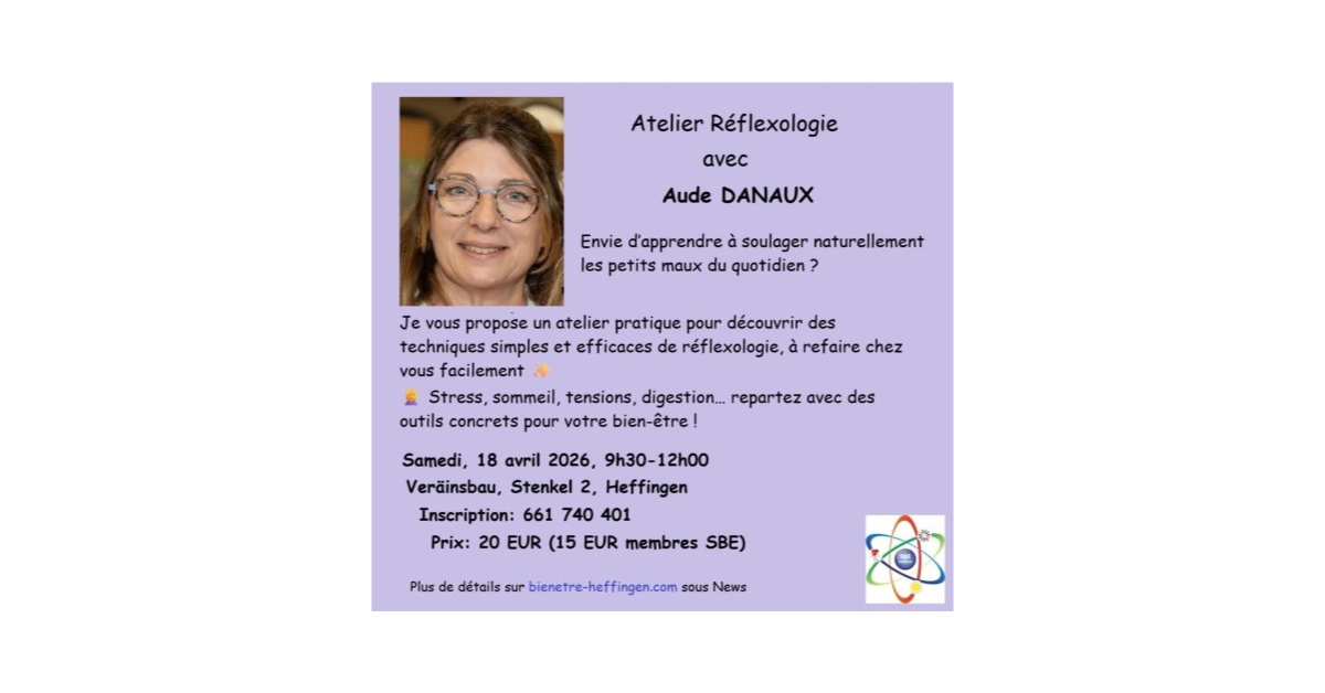Atelier Réflexlologie 18 avril 2026